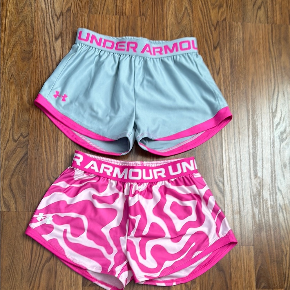 Under Armour Girls Youth Athletic Shorts - Pink and Pink/Gray